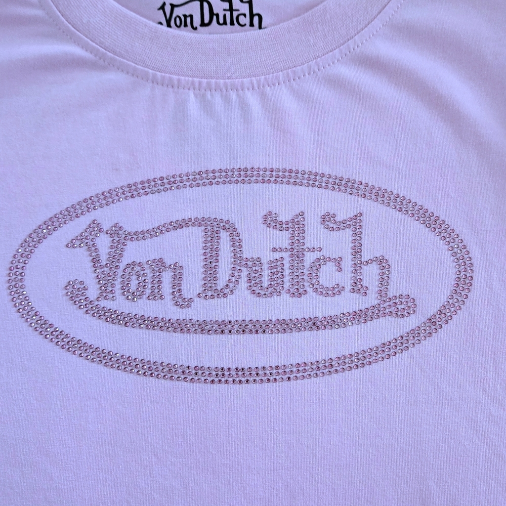 Von Dutch Pink🩷 Baby Tee👕 with Rhinestones💎 - NWT - Picture 3 of 12